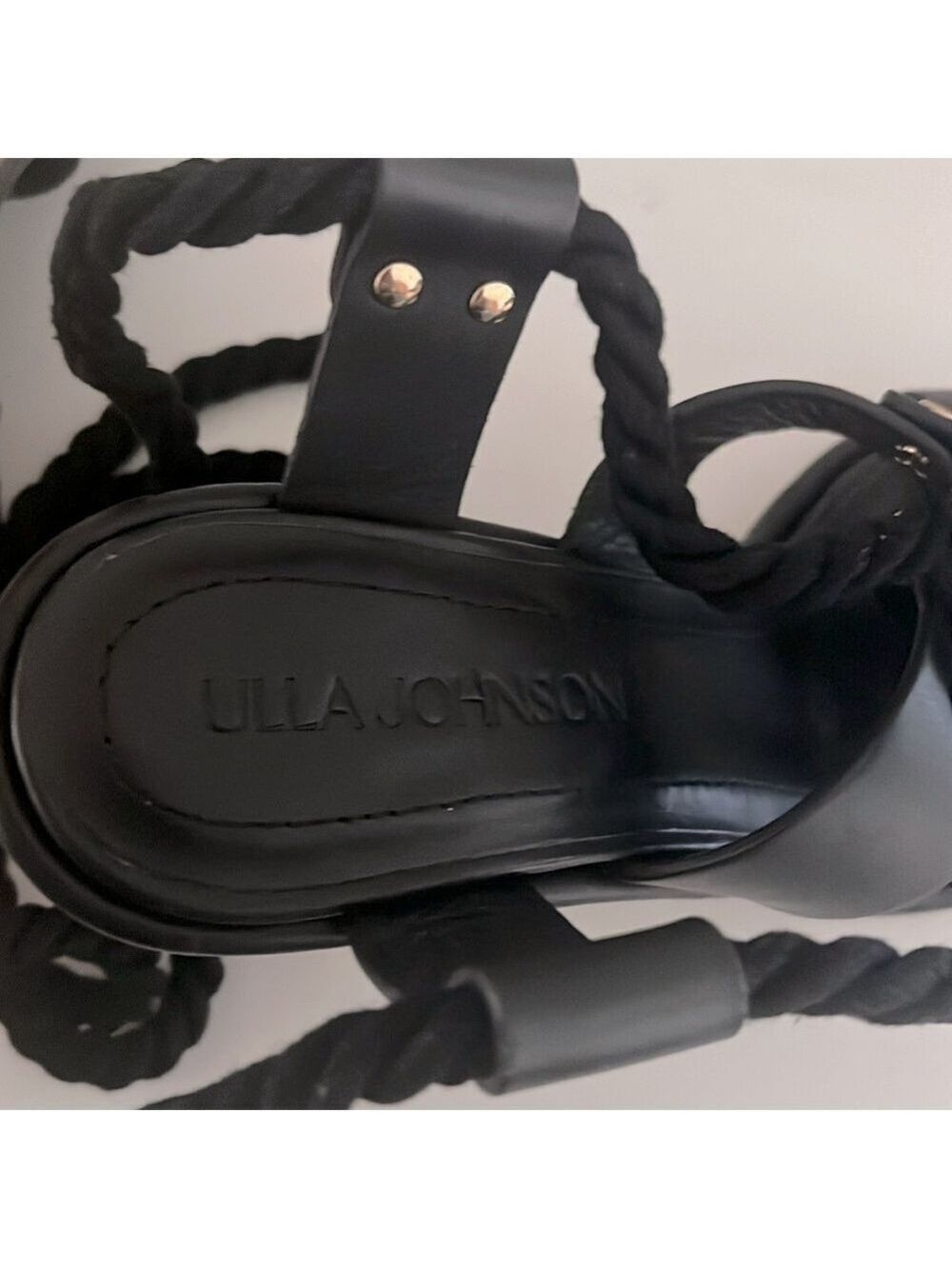 NEW Ulla Johnson Elvie Rope High Strappy Heel Sandal in Noir Size 38 US 7.5 - Picture 15 of 15